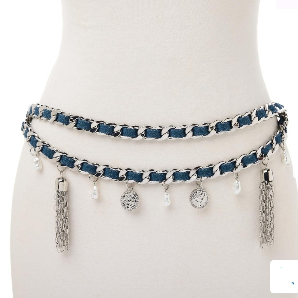C Wonder by Christian Siriano Chain Charm -  Washed Denim / Dilver - Xl/1x